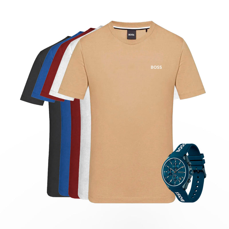 Kit 5 camisetas Boss (compra 2 y llévate 5) + Reloj